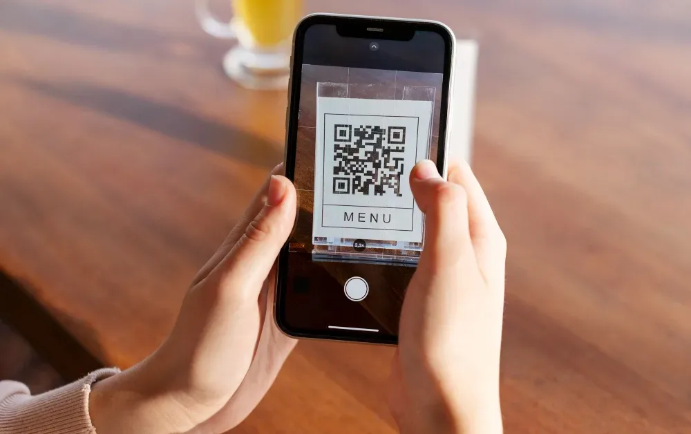 person scanning qr code